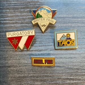 Vintage Ski Resort Enamel Pins Set